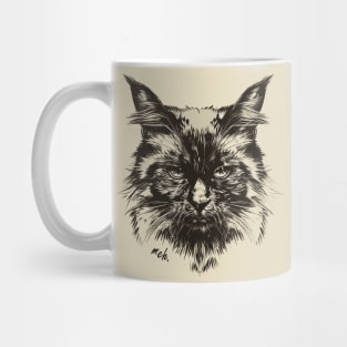 Hand drawn cat judging you. meh. Mug